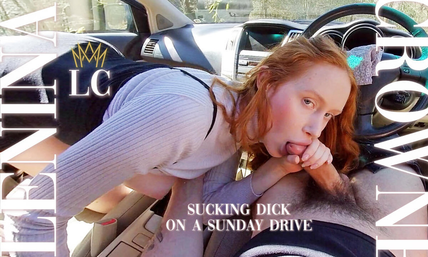 Sucking Dick on a Sunday Drive - VR Road Head Busty Redhead Slideshow