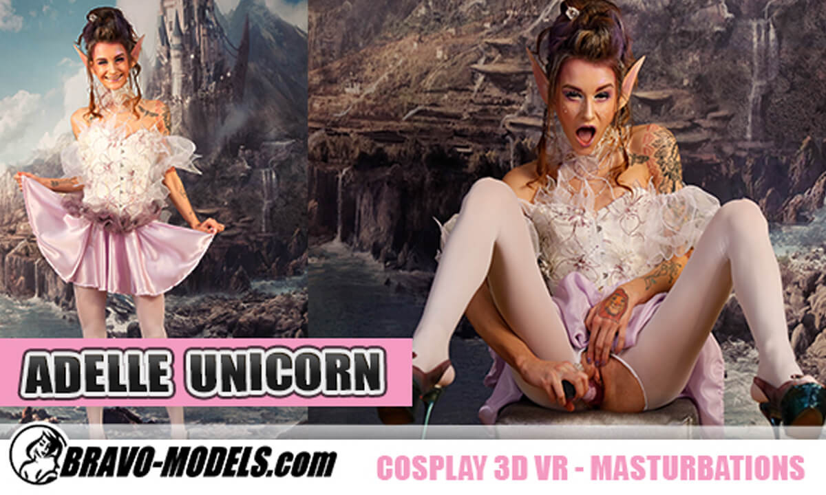 429 - Adelle Unicorn; Hot Babe in White Lingerie Slideshow