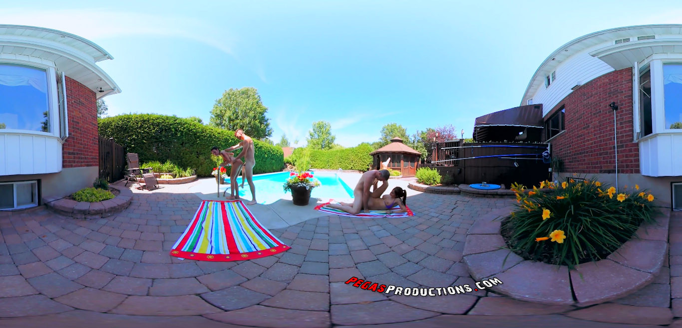 Orgy In Virtual Reality - Poolside Outdoor Group Sex Slideshow